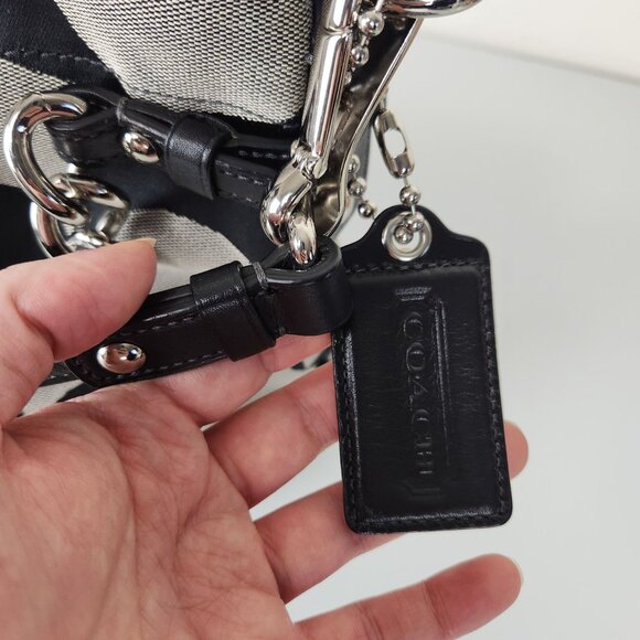 Coach Signature Shoulder Bag Black Gray Brooke Canvas Purse 14473M - Picture 2 of 16